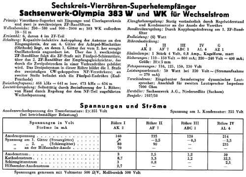 Olympia 383WK; Sachsenwerk bis 1945 (ID = 50447) Radio