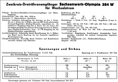 Olympia 384W; Sachsenwerk bis 1945 (ID = 50450) Radio