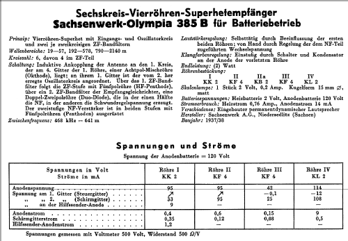 Olympia 385B; Sachsenwerk bis 1945 (ID = 50269) Radio