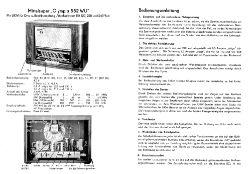 Olympia 552WU; Sachsenwerk (ID = 310771) Radio