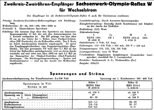 Olympia-Reflex W; Sachsenwerk bis 1945 (ID = 50276) Radio