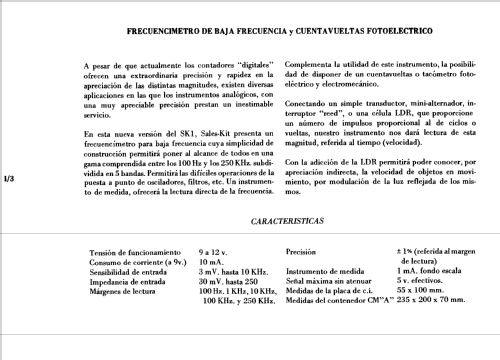 Frecuencimetro de B. F. Cuentavueltas fotoeléctrico SK-1 ; Sales-Kit; Barcelona (ID = 1853837) Kit