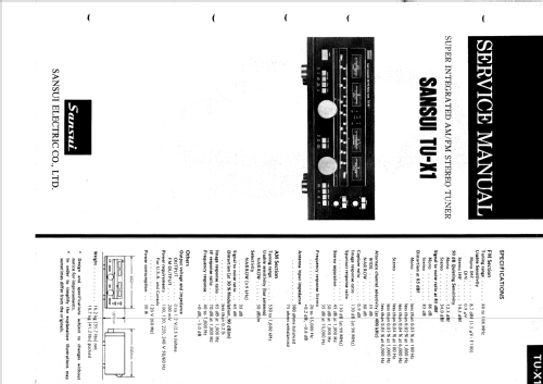 AM/FM Stereo Tuner TU-X1; Sansui Electric Co., (ID = 2020288) Radio