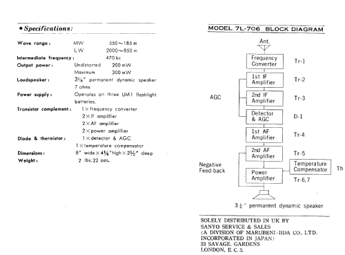 2-Band 7 Transistor 7L-706NE; Sanyo Electric Co. (ID = 2293522) Radio