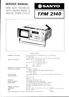 AM/FM Quartz Clock Radio & TV TPM2140 ; Sanyo Electric Co. (ID = 2743295) Fernseh-R