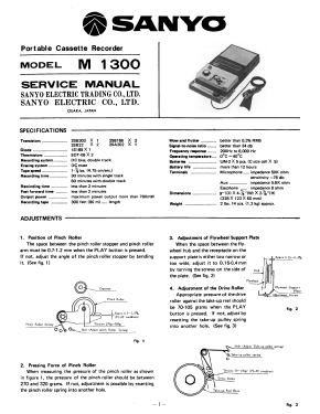Portable Cassette Recorder M-1300; Sanyo Electric Co. (ID = 2961187) Reg-Riprod