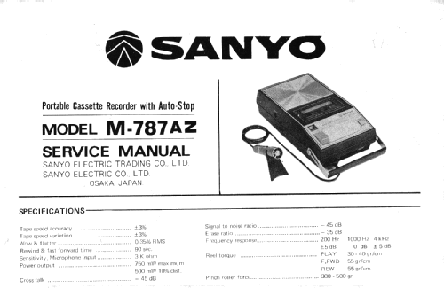 Cassette Recorder M-787AZ; Sanyo Electric Co. (ID = 2818308) Sonido-V