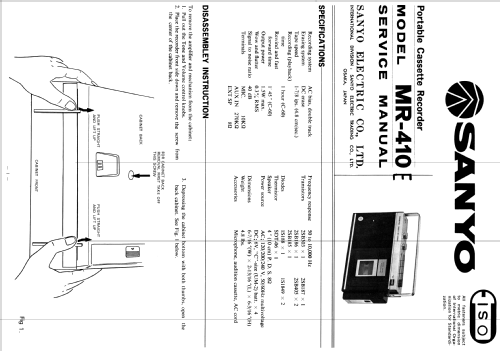 Cassette Tape Recorder MR-410; Sanyo Electric Co. (ID = 1770375) R-Player