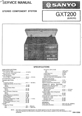 Stereo Component System GXT200; Sanyo Electric Co. (ID = 2748233) Enrég.-R