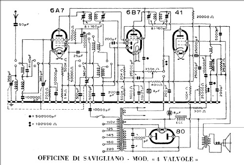 Quattro valvole ; Savigliano, Officine (ID = 229410) Radio