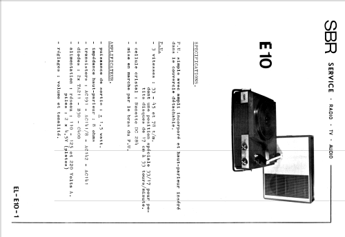 Elektrofoon / Electrophone E10; SBR Société Belge (ID = 2115226) Sonido-V