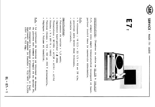 Elektrofoon / Electrophone E7T; SBR Société Belge (ID = 2115214) Reg-Riprod