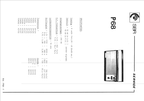 P68; SBR Société Belge (ID = 1470305) Radio