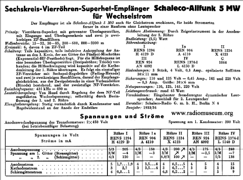 Allfunk 5MV; Schaleco - Schackow, (ID = 38075) Radio