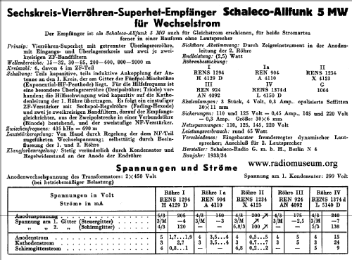 Allfunk 5TW; Schaleco - Schackow, (ID = 38073) Radio