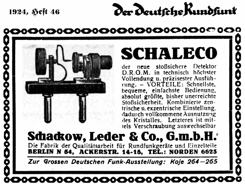 Aufsteckdetektor ; Schaleco - Schackow, (ID = 1301641) Radio part