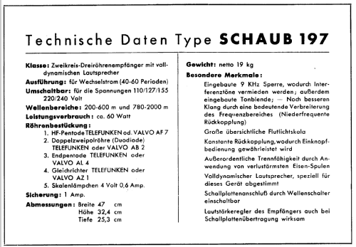 197W; Schaub und Schaub- (ID = 304354) Radio