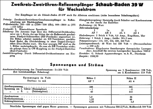 Baden 39W; Schaub und Schaub- (ID = 49246) Radio