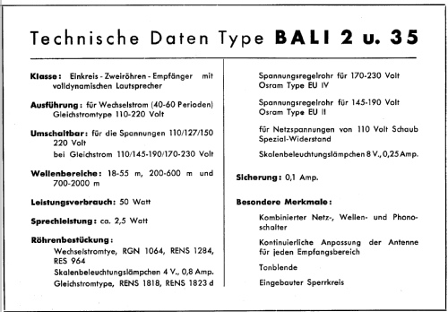 Bali 2 W II; Schaub und Schaub- (ID = 304388) Radio