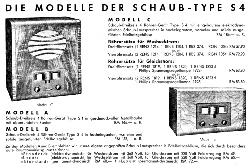 S4A S4W, 4W, A4/3; Schaub und Schaub- (ID = 1329980) Radio