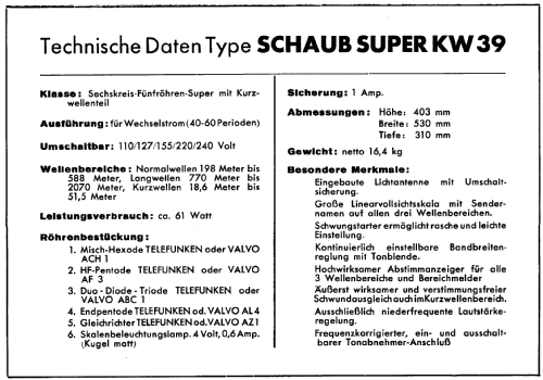 Super KW39W; Schaub und Schaub- (ID = 304595) Radio