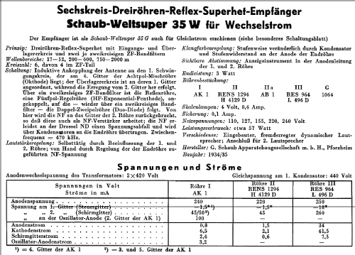 Weltsuper 35W; Schaub und Schaub- (ID = 49755) Radio