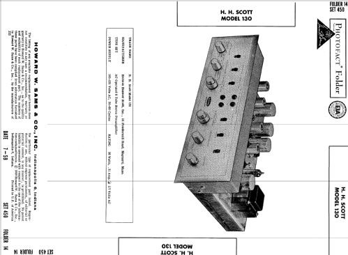 Stereo Pre-Amplifier 130; Scott; H.H.; Maynard (ID = 647741) Ampl/Mixer