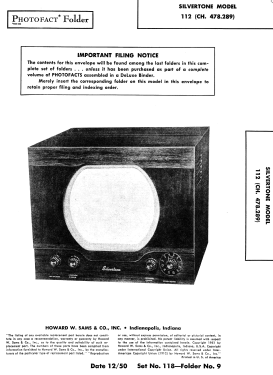 Silvertone 112 Ch= 478.289; Sears, Roebuck & Co. (ID = 2815355) TV-Radio