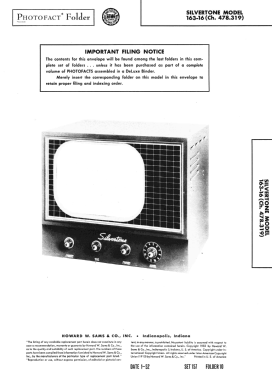 Silvertone 163-16 Ch= 478.319; Sears, Roebuck & Co. (ID = 3015084) Television