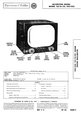Silvertone 165-16 Ch= 100.120; Sears, Roebuck & Co. (ID = 2954767) Television