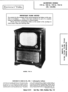 Silvertone 179-16 ch= 132.890; Sears, Roebuck & Co. (ID = 2901221) Television