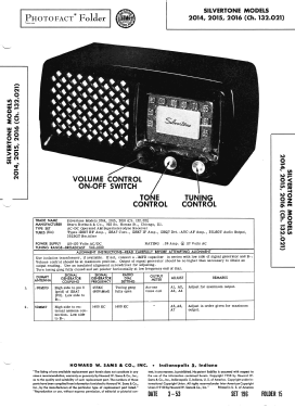 Silvertone 2016 Ch= 132.021 Order=57G 02016; Sears, Roebuck & Co. (ID = 3145950) Radio