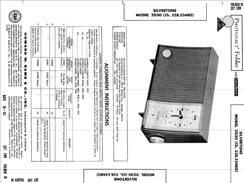 Silvertone 2030 Ch= 528.53480 Order=57G 2030; Sears, Roebuck & Co. (ID = 539502) Radio