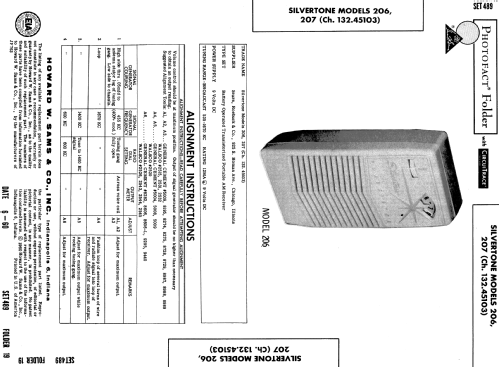 Silvertone 206 Ch= 132.45103 Order=57K 206; Sears, Roebuck & Co. (ID = 558057) Radio