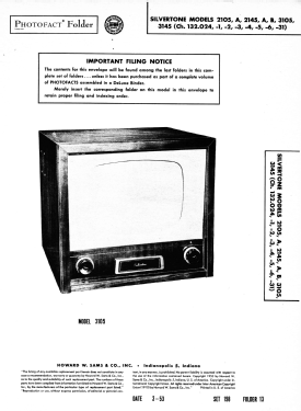 Silvertone 2105 Ch= 132.024, -1, -2; Sears, Roebuck & Co. (ID = 3149632) Fernseh-E
