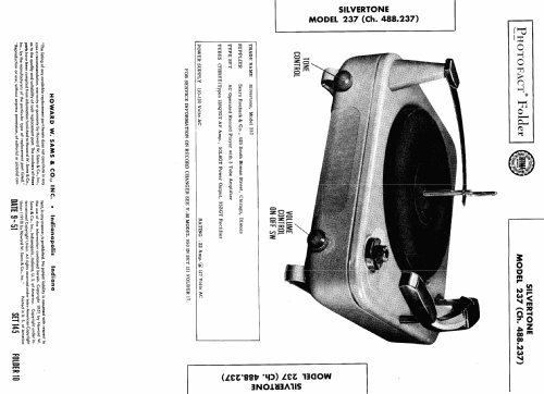 Silvertone 237 Record Changer Ch= 488.237 Order=57E 0237; Sears, Roebuck & Co. (ID = 445062) R-Player