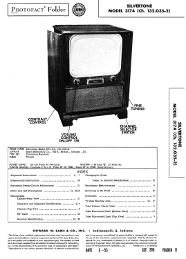 Silvertone 3174 Ch= 132.035-2; Sears, Roebuck & Co. (ID = 3173728) Television