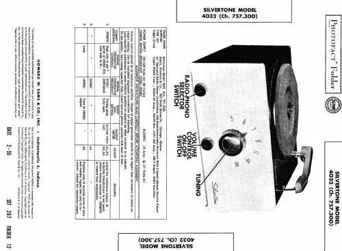 Silvertone 4032 Ch= 757.300; Sears, Roebuck & Co. (ID = 449515) Radio