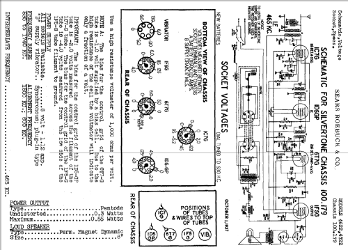 Silvertone Order= 57F 4622 or 4690 or 4691 Ch= 100.179; Sears, Roebuck & Co. (ID = 643283) Radio