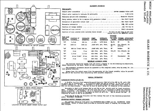 Silvertone Order= 57F 4640 or 4694 or 4695 Ch= 101.476; Sears, Roebuck & Co. (ID = 644188) Radio