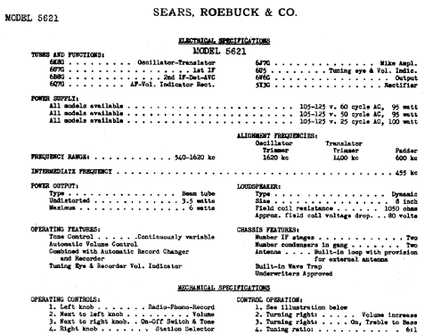 Silvertone Order= 57HM 5621 Ch= 101.632; Sears, Roebuck & Co. (ID = 692435) Radio
