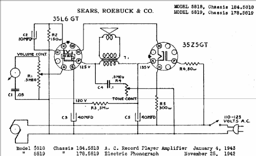 Silvertone 5818 Ch= 184.5818; Sears, Roebuck & Co. (ID = 648792) Ampl/Mixer