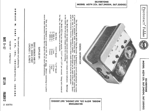 Silvertone 6074 Ch= 567.34004; Sears, Roebuck & Co. (ID = 2475899) Ton-Bild