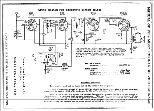 Silvertone 6102A Automatic Streamliner Order= 57L 6102A Ch= 101.526-1; Sears, Roebuck & Co. (ID = 61354) Radio