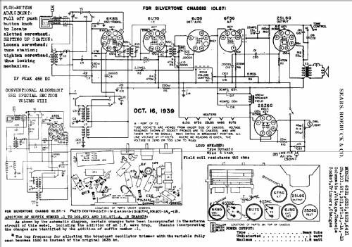 Silvertone Order= 57D 6323 Ch= 101.571 ; Sears, Roebuck & Co. (ID = 657730) Radio