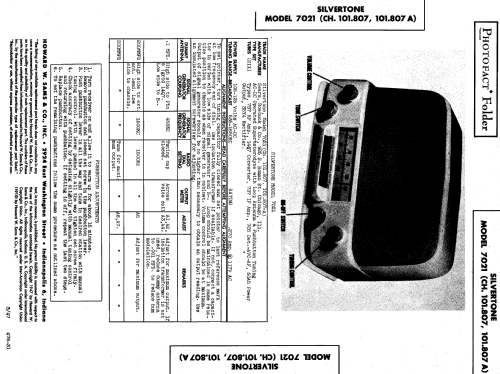 Silvertone 7021 Ch= 101.807-A; Sears, Roebuck & Co. (ID = 826772) Radio