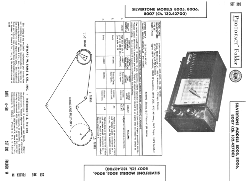 Silvertone 8005 Ch= 132.42700 Order=57D 8005; Sears, Roebuck & Co. (ID = 2580079) Radio