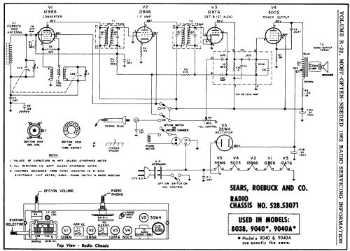 Silvertone 8038 Ch= 528.53071 Order=57Y 08038K; Sears, Roebuck & Co. (ID = 163614) Radio