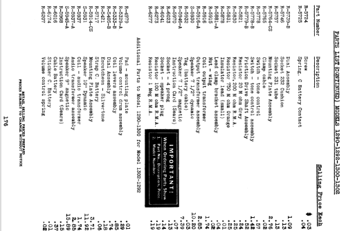 Silvertone 'A' Battery Order= 57FM 1290C or 1291C; Sears, Roebuck & Co. (ID = 1274665) Radio