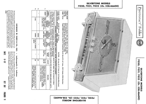 Silvertone Order= 57K 7020, 7021, 7022 Ch= 528.46600; Sears, Roebuck & Co. (ID = 2382721) Radio